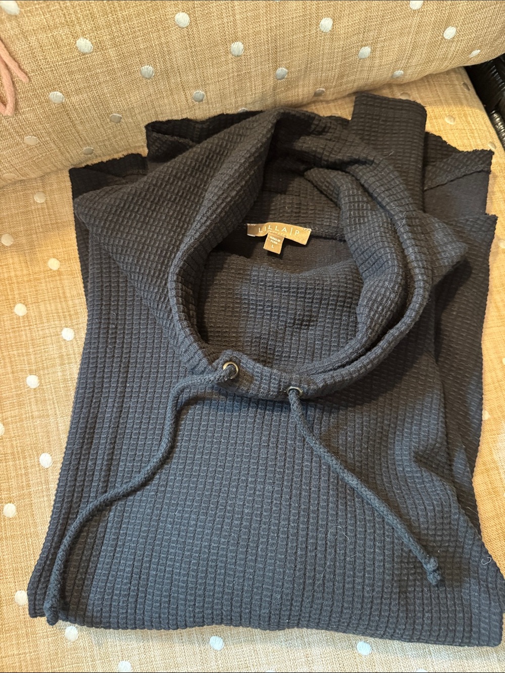 Lilla P Women’s Black Waffle-Knit Funneneck Tunic